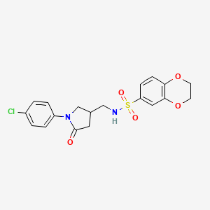 N-((1-(4-chlorophenyl)-5-oxopyrrolidin-3-yl)methyl)-2,3-dihydrobenzo[b][1,4]dioxine-6-sulfonamide