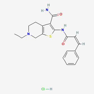 molecular formula C19H22ClN3O2S B2709369 (Z)-6-乙基-2-(3-苯乙烯酰胺基)-4,5,6,7-四氢噻吩[2,3-c]吡啶-3-甲酸酰胺盐酸盐 CAS No. 1217218-09-1