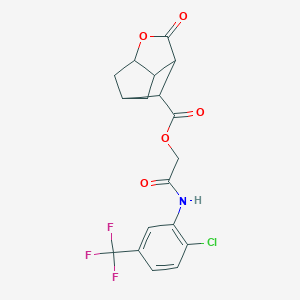 molecular formula C18H15ClF3NO5 B270937 2-{[2-chloro-5-(trifluoromethyl)phenyl]amino}-2-oxoethyl 2-oxohexahydro-2H-3,5-methanocyclopenta[b]furan-7-carboxylate 