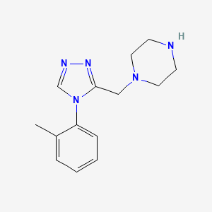 molecular formula C14H19N5 B2709371 1-{[4-(2-methylphenyl)-4H-1,2,4-triazol-3-yl]methyl}piperazine CAS No. 1553519-56-4