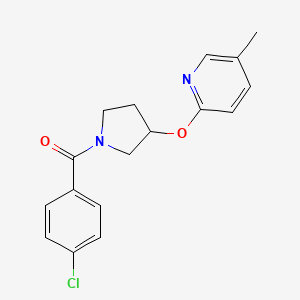 molecular formula C17H17ClN2O2 B2709377 (4-氯苯基)(3-((5-甲基吡啶-2-基)氧基)吡咯烷-1-基)甲酮 CAS No. 1904338-43-7