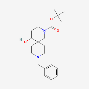 molecular formula C21H32N2O3 B2709379 Tert-butyl 9-benzyl-5-hydroxy-2,9-diazaspiro[5.5]undecane-2-carboxylate CAS No. 2177264-69-4