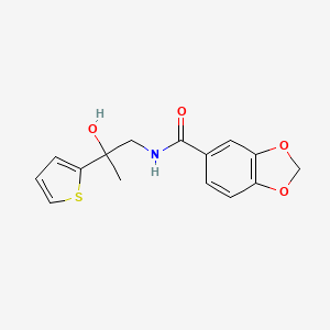 molecular formula C15H15NO4S B2709383 N-(2-羟基-2-(噻吩-2-基)丙基)苯并[d][1,3]二噁烯-5-甲酸酰胺 CAS No. 1351621-65-2