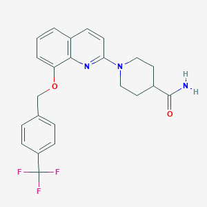 molecular formula C23H22F3N3O2 B2709406 1-(8-((4-(Trifluoromethyl)benzyl)oxy)quinolin-2-yl)piperidine-4-carboxamide CAS No. 921785-88-8