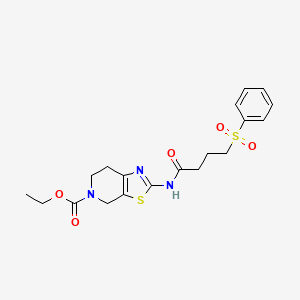 ethyl 2-(4-(phenylsulfonyl)butanamido)-6,7-dihydrothiazolo[5,4-c]pyridine-5(4H)-carboxylate