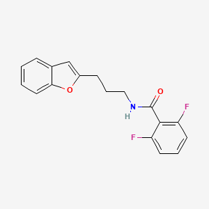 molecular formula C18H15F2NO2 B2709417 N-(3-(苯并呋喃-2-基)丙基)-2,6-二氟苯甲酰胺 CAS No. 2034280-62-9