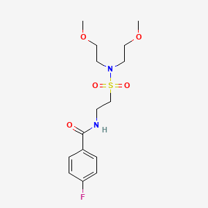 molecular formula C15H23FN2O5S B2709424 N-[2-[bis(2-methoxyethyl)sulfamoyl]ethyl]-4-fluorobenzamide CAS No. 899967-73-8