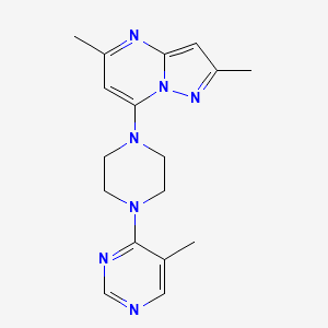 molecular formula C17H21N7 B2709426 2,5-Dimethyl-7-[4-(5-methylpyrimidin-4-yl)piperazin-1-yl]pyrazolo[1,5-a]pyrimidine CAS No. 2380071-69-0