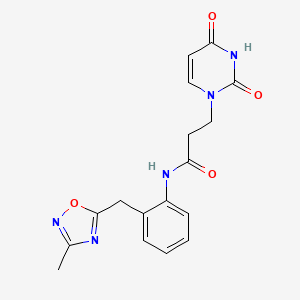 molecular formula C17H17N5O4 B2709428 3-(2,4-dioxo-3,4-dihydropyrimidin-1(2H)-yl)-N-(2-((3-methyl-1,2,4-oxadiazol-5-yl)methyl)phenyl)propanamide CAS No. 1797962-25-4