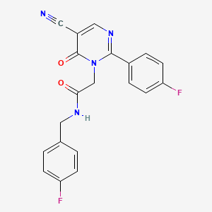 molecular formula C20H14F2N4O2 B2709431 2-(5-cyano-2-(4-fluorophenyl)-6-oxopyrimidin-1(6H)-yl)-N-(4-fluorobenzyl)acetamide CAS No. 1251612-67-5