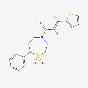 (E)-1-(1,1-dioxido-7-phenyl-1,4-thiazepan-4-yl)-3-(thiophen-2-yl)prop-2-en-1-one