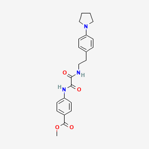 molecular formula C22H25N3O4 B2709447 Methyl 4-(2-oxo-2-((4-(pyrrolidin-1-yl)phenethyl)amino)acetamido)benzoate CAS No. 954071-74-0
