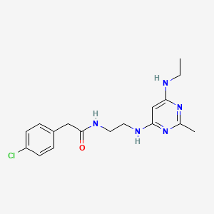 2-(4-chlorophenyl)-N-(2-((6-(ethylamino)-2-methylpyrimidin-4-yl)amino)ethyl)acetamide