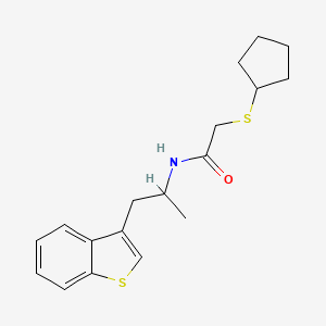 molecular formula C18H23NOS2 B2709460 N-[1-(1-Benzothiophen-3-yl)propan-2-yl]-2-cyclopentylsulfanylacetamide CAS No. 2415500-84-2