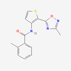 molecular formula C15H13N3O2S B2709462 2-methyl-N-(2-(3-methyl-1,2,4-oxadiazol-5-yl)thiophen-3-yl)benzamide CAS No. 1797602-10-8