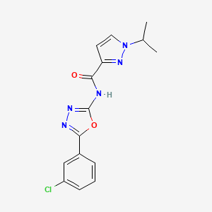 molecular formula C15H14ClN5O2 B2709467 N-(5-(3-chlorophenyl)-1,3,4-oxadiazol-2-yl)-1-isopropyl-1H-pyrazole-3-carboxamide CAS No. 1203311-99-2