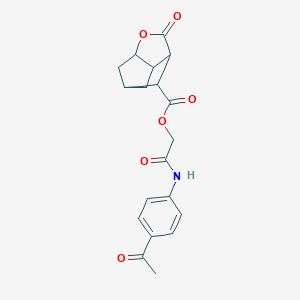 molecular formula C19H19NO6 B270947 2-[(4-acetylphenyl)amino]-2-oxoethyl 2-oxohexahydro-2H-3,5-methanocyclopenta[b]furan-7-carboxylate 