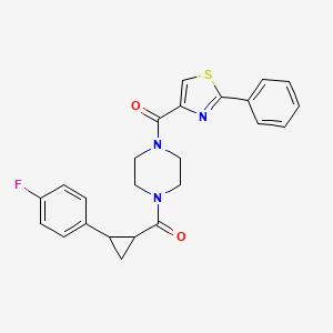 (4-(2-(4-Fluorophenyl)cyclopropanecarbonyl)piperazin-1-yl)(2-phenylthiazol-4-yl)methanone