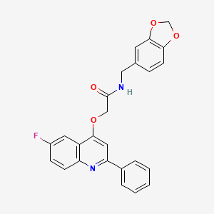 N-(1,3-benzodioxol-5-ylmethyl)-2-[(6-fluoro-2-phenylquinolin-4-yl)oxy]acetamide