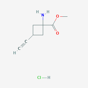 Methyl 1-amino-3-ethynylcyclobutane-1-carboxylate;hydrochloride
