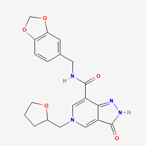 N-(benzo[d][1,3]dioxol-5-ylmethyl)-3-oxo-5-((tetrahydrofuran-2-yl)methyl)-3,5-dihydro-2H-pyrazolo[4,3-c]pyridine-7-carboxamide