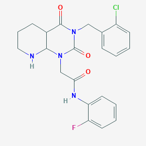 molecular formula C22H16ClFN4O3 B2709559 2-{3-[(2-chlorophenyl)methyl]-2,4-dioxo-1H,2H,3H,4H-pyrido[2,3-d]pyrimidin-1-yl}-N-(2-fluorophenyl)acetamide CAS No. 902965-11-1