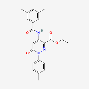 molecular formula C23H23N3O4 B2709576 Ethyl 4-(3,5-dimethylbenzamido)-6-oxo-1-(p-tolyl)-1,6-dihydropyridazine-3-carboxylate CAS No. 941915-78-2