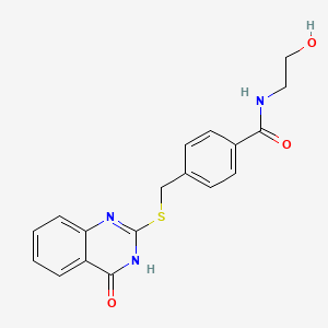 molecular formula C18H17N3O3S B2709582 N-(2-羟乙基)-4-{[(4-羟基喹唑啉-2-基)硫醚基]甲基}苯甲酰胺 CAS No. 326888-24-8