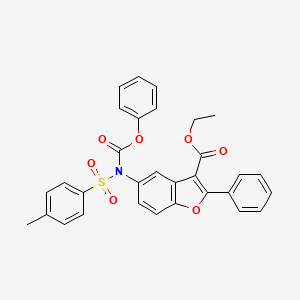 molecular formula C31H25NO7S B2709585 乙酸5-[[(4-甲基苯基)磺酰基](苯氧羰基)氨基]-2-苯基-1-苯并呋喃-3-羧酸酯 CAS No. 448214-24-2