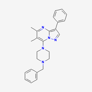 molecular formula C25H27N5 B2709587 7-(4-Benzylpiperazin-1-yl)-5,6-dimethyl-3-phenylpyrazolo[1,5-a]pyrimidine CAS No. 899379-60-3