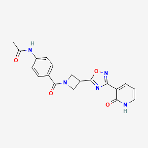 molecular formula C19H17N5O4 B2709589 N-(4-(3-(3-(2-oxo-1,2-dihydropyridin-3-yl)-1,2,4-oxadiazol-5-yl)azetidine-1-carbonyl)phenyl)acetamide CAS No. 1396889-05-6