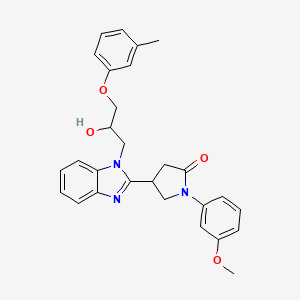 molecular formula C28H29N3O4 B2709590 4-{1-[2-羟基-3-(3-甲基苯氧基)丙基]-1H-苯并咪唑-2-基}-1-(3-甲氧基苯基)吡咯烷-2-酮 CAS No. 1018161-95-9