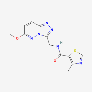 molecular formula C12H12N6O2S B2709593 N-((6-甲氧基-[1,2,4]三唑并[4,3-b]吡啉-3-基)甲基)-4-甲基噻唑-5-羧酰胺 CAS No. 2034326-20-8