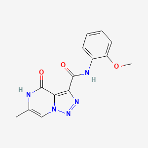 molecular formula C14H13N5O3 B2709594 N-(2-methoxyphenyl)-6-methyl-4-oxo-4,5-dihydro[1,2,3]triazolo[1,5-a]pyrazine-3-carboxamide CAS No. 1396677-57-8