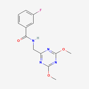 molecular formula C13H13FN4O3 B2709596 N-((4,6-二甲氧基-1,3,5-三嗪-2-基)甲基)-3-氟苯甲酰胺 CAS No. 2034520-83-5