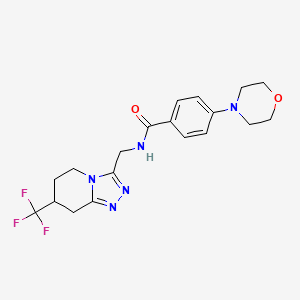 molecular formula C19H22F3N5O2 B2709598 4-morpholino-N-((7-(trifluoromethyl)-5,6,7,8-tetrahydro-[1,2,4]triazolo[4,3-a]pyridin-3-yl)methyl)benzamide CAS No. 2034520-37-9