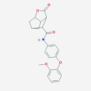 molecular formula C22H21NO5 B270960 N-[4-(2-methoxyphenoxy)phenyl]-2-oxohexahydro-2H-3,5-methanocyclopenta[b]furan-7-carboxamide 