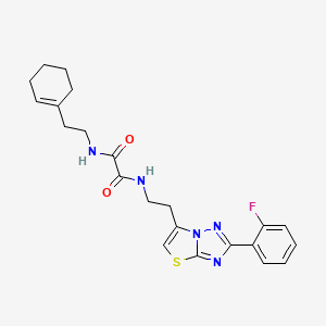 molecular formula C22H24FN5O2S B2709602 N1-(2-(cyclohex-1-en-1-yl)ethyl)-N2-(2-(2-(2-fluorophenyl)thiazolo[3,2-b][1,2,4]triazol-6-yl)ethyl)oxalamide CAS No. 1208541-30-3