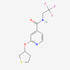 molecular formula C12H13F3N2O2S B2709609 2-((tetrahydrothiophen-3-yl)oxy)-N-(2,2,2-trifluoroethyl)isonicotinamide CAS No. 2034389-45-0