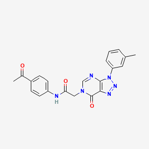 molecular formula C21H18N6O3 B2709625 N-(4-acetylphenyl)-2-[3-(3-methylphenyl)-7-oxotriazolo[4,5-d]pyrimidin-6-yl]acetamide CAS No. 893935-25-6