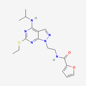 molecular formula C17H22N6O2S B2709628 N-(2-(6-(乙硫基)-4-(异丙基氨基)-1H-吡唑并[3,4-d]嘧啶-1-基)乙基)呋喃-2-甲酰胺 CAS No. 941986-09-0