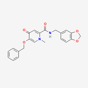 molecular formula C22H20N2O5 B2709634 N-(benzo[d][1,3]dioxol-5-ylmethyl)-5-(benzyloxy)-1-methyl-4-oxo-1,4-dihydropyridine-2-carboxamide CAS No. 1021248-78-1