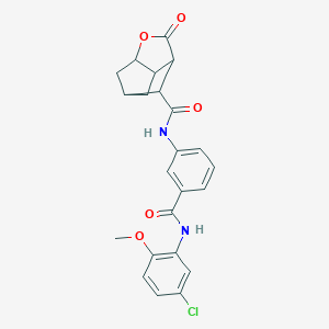 molecular formula C23H21ClN2O5 B270964 N-{3-[(5-chloro-2-methoxyphenyl)carbamoyl]phenyl}-2-oxohexahydro-2H-3,5-methanocyclopenta[b]furan-7-carboxamide 