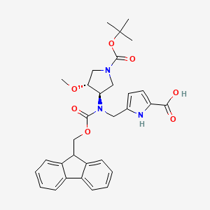 molecular formula C31H35N3O7 B2709641 5-[[9H-Fluoren-9-ylmethoxycarbonyl-[(3R,4R)-4-methoxy-1-[(2-methylpropan-2-yl)oxycarbonyl]pyrrolidin-3-yl]amino]methyl]-1H-pyrrole-2-carboxylic acid CAS No. 2137065-55-3