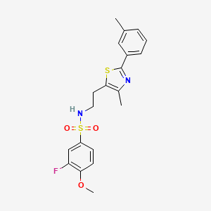 molecular formula C20H21FN2O3S2 B2709649 3-fluoro-4-methoxy-N-[2-[4-methyl-2-(3-methylphenyl)-1,3-thiazol-5-yl]ethyl]benzenesulfonamide CAS No. 873010-30-1