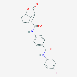 molecular formula C22H19FN2O4 B270965 N-{4-[(4-fluorophenyl)carbamoyl]phenyl}-2-oxohexahydro-2H-3,5-methanocyclopenta[b]furan-7-carboxamide 