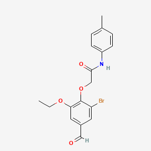 molecular formula C18H18BrNO4 B2709656 2-(2-bromo-6-ethoxy-4-formylphenoxy)-N-(4-methylphenyl)acetamide CAS No. 574712-50-8