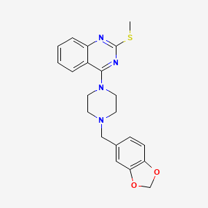 molecular formula C21H22N4O2S B2709658 4-[4-(1,3-苯并二噁烷-5-基甲基)哌嗪-2-基]-2-(甲基硫基)喹唑啉 CAS No. 866137-74-8