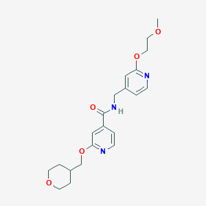 molecular formula C21H27N3O5 B2709663 N-((2-(2-methoxyethoxy)pyridin-4-yl)methyl)-2-((tetrahydro-2H-pyran-4-yl)methoxy)isonicotinamide CAS No. 2034617-67-7