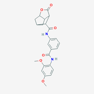 molecular formula C24H24N2O6 B270967 N-(3-{[(2,4-dimethoxyphenyl)amino]carbonyl}phenyl)-5-oxo-4-oxatricyclo[4.2.1.0~3,7~]nonane-9-carboxamide 